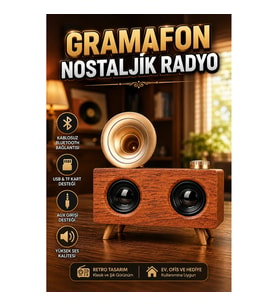 Nostaljik Gramafon Radyo USB TF Kart Aux Destekli Yüksek Ses Kaliteli Müzik Çalar