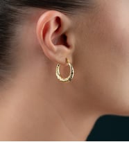 925 Ayar Gümüş Gold Kaplama İşlemeli Dantel Model Küpe (Altın)