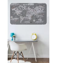 Eğitici Dünya Haritası Dünya Atlası Çocuk Ve Bebek Odası Duvar Sticker -60x105-3811