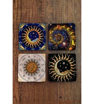 Doğal Taş Bardak Altlığı Astroloji - Burçlar Baskılı 4'lü Set Bardak Altlığı - Stone Coasters