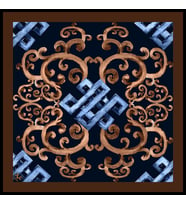 Osmanlı Desen Black Seri Twill Eşarp Eşarp Askısı ile Birlikte 90x90 cm Lacivert