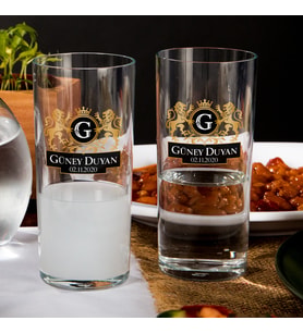 Aslan Figürlü Premium Kişiye Özel Rakı Kadehi Seti