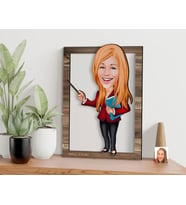 BK Gift Kişiye Özel Kadın Öğretmen Karikatürlü 3D Ahşap Tablo, Sevgiliye Hediye, Arkadaşa Hediye, Yıl Dönümü Hediyesi, Doğum Günü Hediyesi-3