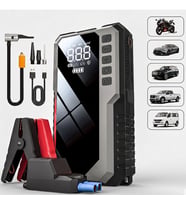 12000mAh Araç Akü Takviye Cihazı ve Hava Kompresörü 5in1 Taşınabilir Jump Starter Powerbank LED Fenerli (Siyah)