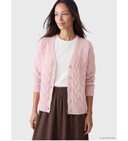 LCW EVERYDAY Pembe V Yaka Desenli Kadın Triko Hırka