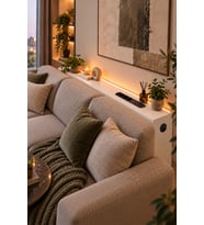 1. Sınıf Beyaz MDF AuraTech LED’li Koltuk Arkası Dresuar Prizli Şarjlı Raf Konsol 180x80x12