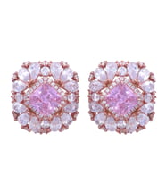 Pembe Taşlı Rose Gold Gümüş Küpe