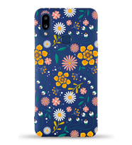 PrinfiFy Samsung Galaxy A10s Uyumlu Lansman Kılıf Çiçek Tasarımlı İçi Kadife Kapak (Lacivert)