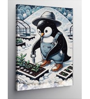 Kanvas Tablo Karlı Bahçivan Penguen