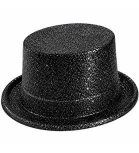 Siyah Simli Glitter Silindir Parti Şapkası