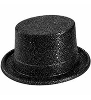 Siyah Simli Glitter Silindir Parti Şapkası