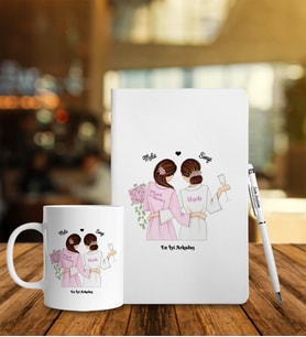 Arkadaşa Özel Beyaz Defter Kalem Kupa Set