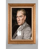 Altın Varaklı Paspartulu Çerçeveli Atatürk Tablo sd463