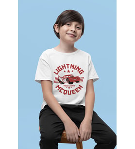 Lightning Mcqueen Baskılı Unisex Şimşek Arabalar Çizgi Film Çocuk Tişört (1-12 Yaş)