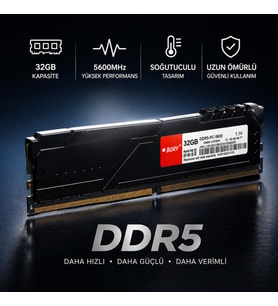 BORY 32GB DDR5 5600MHz Soğutuculu Desktop RAM Yüksek Performans Gaming & Profesyonel Kullanım