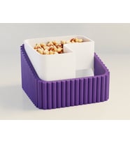 3D Baskı Fıstık Kasesi - Çift Hazneli Kabuk Ayırıcı Sunum Kasesi - Mor Beyaz
