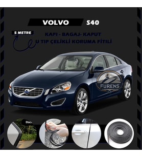 Volvo S40 Oto Araç Kapı Koruma Fitili 5metre Parlak Siyah Renk