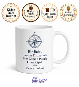 Babaya Adanmış Kupa Bardak Babalar Günü Özel Tasarım Hediye Porselen