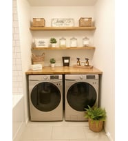 Kumsal Concept %100 Masif Ahşap Çamaşır Makinesi ve Kurutma Makinesi Üstü ve Duvar Rafları 120X60CM