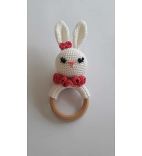 Tavşan Çıngıraklı Diş Kaşıyıcı Amigurumi Organik Oyuncak
