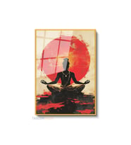 Dikey Çerçeveli Cam Yoga Huzur Modern Ev Dekoru Duvar Sanatı Ev Ofis Tablosu (Altın)