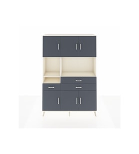 Arges Gardrop 9 Raflı 3 Çekmeceli 6 Kapaklı 132x30x195 Aytaşı-Antrasit