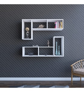 Puzzle Duvar Rafı Kitaplık Beyaz 60x123x35 cm