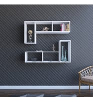 Puzzle Duvar Rafı Kitaplık Beyaz 60x123x35 cm