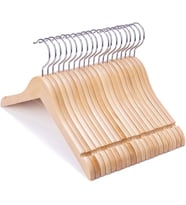 Smile Gençler Preteen Büyük Çocuklar Ahşap Elbise Askıları 30 cm Ahşap Elbise Gömlek Ceket Askıları Anti-Pas Kancalı (20'li Paket Doğal)