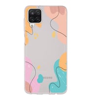 Samsung Galaxy A12 Uyumlu Kapak Karışık Renkler Tasarımlı Şeffaf Silikon Kılıf