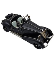 Büyük Boy El Yapımı Siyah Vintage Roadster Metal Araba Biblo - Klasik Açık Tavanlı Dekoratif Model