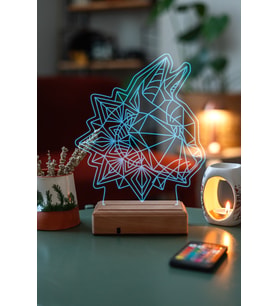 Özel Tasarım Geometrik Kedi 3D 16 Renk Dekoratif Led Lamba