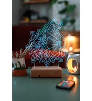 Özel Tasarım Geometrik Kedi 3D 16 Renk Dekoratif Led Lamba