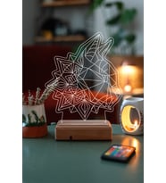 Özel Tasarım Geometrik Kedi 3D 16 Renk Dekoratif Led Lamba