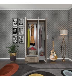 Kenzlife gardırop 3 kapaklı kapılı çekmeceli yasemin 168*80*42 crd ayaklı gardolap dolap (Karışık)
