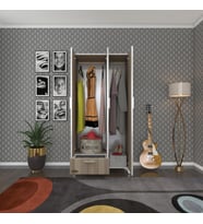Kenzlife gardırop 3 kapaklı kapılı çekmeceli yasemin 168*80*42 crd ayaklı gardolap dolap (Karışık)