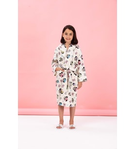 Özdilek Lisanslı Kapüşonlu Çocuk Bornozu 5/6 Yaş-Minnie Mouse Colors Krem