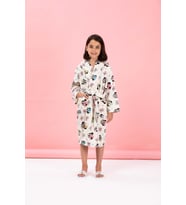 Özdilek Lisanslı Kapüşonlu Çocuk Bornozu 5/6 Yaş-Minnie Mouse Colors Krem