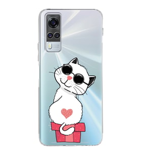 Vivo Y51 Uyumlu Kamera Korumalı Kapak Coolcat Tasarımlı Şeffaf Silikon Kılıf