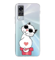 Vivo Y51 Uyumlu Kamera Korumalı Kapak Coolcat Tasarımlı Şeffaf Silikon Kılıf