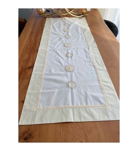 Naturel Dantel Detaylı Runner 50x130