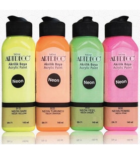 Artdeco Neon Akrilik Boya 140 ml x 4 Fosforlu Renk 