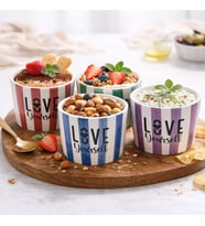 Love Yourself 4'lü Seramik Kase 8 cm - Tatlı, Granola ve Dondurma Sunum Kasesi
