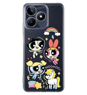 Realme C53 Uyumlu Powerpuff Girls Desenli Şeffaf Telefon Kılıfı