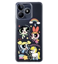 Realme C53 Uyumlu Powerpuff Girls Desenli Şeffaf Telefon Kılıfı