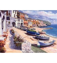 Huzurlu Kasaba Sayılarla Boyama Seti 40x50 cm (Tuvale Gerili)