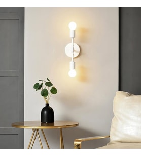 RİOLİGHT RETRO,MODERN,VİNTAGE BEYAZ 2XE27 DUYLU METAL DUVAR APLİK 