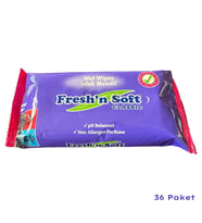 Fresh'n Soft Islak Cep Mendil - Alkolsüz ve pH Dengelenmiş - Çiçeksi Kokular - 15 Adetlik 36 Paket