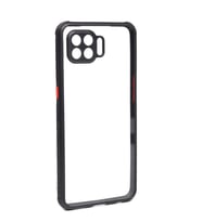 Oppo Reno 4 Lite Kılıf Kenar Renkli Sararmaz Şeffaf Kapak (Siyah)