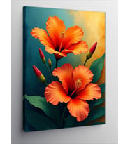 Kanvas Tablo Turuncu Hibiskus Çiçeği